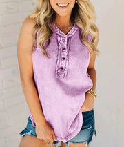 2024 Summer Hot Wyprany tank Henley z guzikami